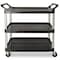 Rubbermaid Commercial Dual-Handle Utility Cart with Lipped Plastic Shelves, Plastic, 300 lb Load Capacity, 3 Shelves FG409100BLA - alternate 2
