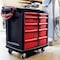 Rubbermaid Commercial Mobile Work Station, 5 Drawers, 32-5/8 in W x 19-13/16 in D x 33-1/2 in H, Red/Black FG773488BLA - alternate 5