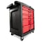 Rubbermaid Commercial Mobile Work Station, 5 Drawers, 32-5/8 in W x 19-13/16 in D x 33-1/2 in H, Red/Black FG773488BLA - alternate 4