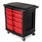 Rubbermaid Commercial Mobile Work Station, 5 Drawers, 32-5/8 in W x 19-13/16 in D x 33-1/2 in H, Red/Black FG773488BLA - alternate 3