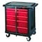 Rubbermaid Commercial Mobile Work Station, 5 Drawers, 32-5/8 in W x 19-13/16 in D x 33-1/2 in H, Red/Black FG773488BLA - alternate 1