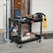 Rubbermaid Commercial Plastic Utility Cart with Deep Lipped Plastic Shelves, Ergonomic, 2 Shelves, 500 lbs. FG452088BLA - alternate 11