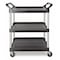 Rubbermaid Commercial Dual-Handle Utility Cart with Lipped Plastic Shelves, Plastic, 200 lb Load Capacity, 3 Shelves FG342488BLA - alternate 2