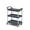 Rubbermaid Commercial Dual-Handle Utility Cart with Lipped Plastic Shelves, Plastic, 200 lb Load Capacity, 3 Shelves FG342488PLAT - alternate 2