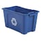 Rubbermaid Commercial 18 gal Rectangular Recycling Bin, Open Top, Nickel/Nickel, 1 Openings FG571873BLUE - alternate 1