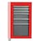 Proto 550S Series Side Cabinet, 6 Drawer, Red/Gray, Steel, 19 in W x 25-1/4 in D x 34 in H J551934-6SG-SC - alternate 1