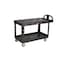 Rubbermaid Commercial Utility Cart with Deep Lipped & Flush Plastic Shelves, Plastic, 750 lb Load Capacity, 2 Shelves FG454500BLA - alternate 1