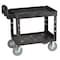 Rubbermaid Commercial Utility Cart with Deep Lipped Plastic Shelves, Plastic, 500 lb Load Capacity, 2 Shelves, 26 in W FG452010BLA - alternate 1