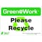 Zing Green at Work, Please Recycle, 10 in W x 7 in H, Horizontal Rectangle, Plastic 1009S - alternate 1