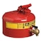 Justrite Type I Safety Can, Galvanized Steel, 2.5 gal, Bottom Mount Flow-Control Faucet, Flammables 7225140 - alternate 1