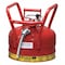 Justrite Type II Safety Can, AccuFlow(TM), 2.5 gal, 5/8 in Metal Hose, Roll Bars, DOT, Red, Flammables 7325120 - alternate 1