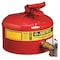 Justrite Type I Safety Can, Galvanized Steel, 2.5 gal, Rigid Bottom Brass Faucet, Red, Flammables 7225150 - alternate 2
