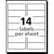 Avery Laser Label, 4 in Label W, 1 1/3 in Label H, 14 Labels per Sheet Clear 727825662 - alternate 2
