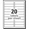 Avery Laser Label, 4 in Label W, 1 in Label H, 20 Labels per Sheet White AVE5161 - alternate 4