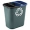 Rubbermaid Commercial 1.1875 gal Rectangular Recycling Bin, Open Top, Black, Polyethylene, 1 Openings FG295073BLA - alternate 3