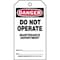 Brady Danger Tag, 5-3/4 x 3 In, Do Not Opr, PK25, 76180 76180 - alternate 1