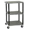 Zoro Select Utility Cart with Lipped Plastic Shelves, Polyethylene, 400 lb Load Capacity, 3 Shelves, 24 in L LP34E-B - alternate 1