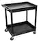 Zoro Select Utility Cart with Deep Lipped Plastic Shelves, Polyethylene, 400 lb Load Capacity, 2 Shelves TC11-B - alternate 2