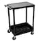Zoro Select Utility Cart with Deep Lipped & Lipped Plastic Shelves, Polyethylene, 300 lb Load Capacity, 24 in L STC21-B - alternate 2
