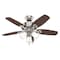 Hunter Decorative Ceiling Fan, 42 in Blade Dia, 5 Blades, 3 Speeds, 120V AC, Brush Nickel 52106 - alternate 1