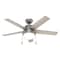 Hunter Decorative Ceiling Fan, 46 in Blade Dia, 5 Blades, 3 Speeds, 120V AC, Matte Silver 59267 - alternate 1
