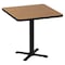 Correll Square Cafe Bistro and Breakroom Pedestal Table, High Pressure Laminate Top, Medium Oak BXT42S-06 - alternate 1