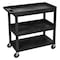 Luxor High Capacity, (2) Tubs, 1 Flat Shelf Cart, 400 lb Load Capacity, 3 Shelves, 35-1/4" L, 18" W EC112-B - alternate 1