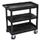 Luxor Cart, (2) Tub, 1 Flat shelves, 18"x32", High Density Polyethylene (Shelf)/Polyvinyl Chloride (Leg) EC121HD-B - alternate 1