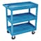 Luxor Deep Shelf Utility Cart, High Density Polyethylene (Shelf)/Polyvinyl Chloride (Leg), 3 Shelves EC111HD-BU - alternate 1