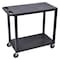 Luxor Cart, (2) Flat Shelves, 18"x32", High Density Polyethylene (Shelf), Polyvinyl Chloride (Leg), 18" W EC22-B - alternate 1