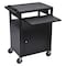 Luxor 34"H AV Cart - 3 Shelves, Cabinet, Front Pullout Keyboard Shelf - Black LP34CLE-B - alternate 1