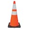 Zoro Select Traffic Cone, Standard Shape, PVC, 28 in H, Orange, 2 Reflective Stripes, Black Base 6FHC3 - alternate 1