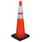 Zoro Select Traffic Cone, Standard Shape, PVC, 28 in H, Orange, 2 Reflective Stripes, Black Base 6FHC3 - alternate 2