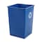 Rubbermaid Commercial 35 gal Square Recycling Bin, Open Top, Nickel/Satin Alum, Plastic, 1 Openings FG395873BLUE - alternate 7