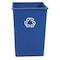 Rubbermaid Commercial 35 gal Square Recycling Bin, Open Top, Nickel/Satin Alum, Plastic, 1 Openings FG395873BLUE - alternate 1