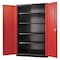 Hallowell Shelving Storage Cabinet, 78 in H, 36 in W, 24 in D, Swing, Padlock Hasp, Black/Red, 4 Shelves FK4SC6478-4ME - alternate 1