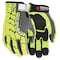 Mcr Safety Predator Mechanics Gloves, Synthetic Leather Palm, Spandex Back, M, Gray/Lime PD2911M - alternate 1
