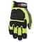 Mcr Safety Predator Mechanics Gloves, Synthetic Leather Palm, Spandex Back, M, Gray/Lime PD2911M - alternate 2