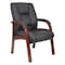 Boss Guest Chair, Black Seat, Wood Back, 23" L 39" H, Loop, Vinyl Seat B8999-C - alternate 1