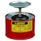 Justrite Plunger Can, 1/2 Gallon Can Capacity, Galvanized Steel, 5 in Dasher Plate Diameter, Red, FM Approved 10208 - alternate 1