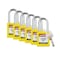 Brady Padlock, Keyed Different, Nylon, Yellow, 1 1/2 in Shackle Height, 1 1/2 in Body Width, 6 PK SDPL-YLW-38ST-KD6 - alternate 1