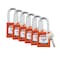 Brady Padlock, Keyed Alike, Nylon, Orange, 1 1/2 in Shackle Height, 1 1/2 in Body Width, 6 No. of Keys SDPL-ORG-38ST-KA6 - alternate 1