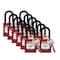 Brady Padlock, Keyed Different, Nylon, Red, 1 1/2 in Shackle Height, 1 1/2 in Body Width, 12 No. of Keys Y6083286 - alternate 1