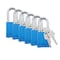 Brady Padlock, Keyed Different, Aluminum, Blue, 1 1/2 in Shackle Height, 1 1/2 in Body Width, 6 PK SDAL-BLU-38ST-KD6 - alternate 1