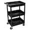 Zoro Select Utility Cart with Deep Lipped Plastic Shelves, 300 lb Load Capacity, 3 Shelves, 24 in L, 18 in W STC111-B - alternate 5