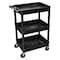 Zoro Select Utility Cart with Deep Lipped Plastic Shelves, 300 lb Load Capacity, 3 Shelves, 24 in L, 18 in W STC111-B - alternate 1