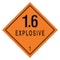 Zoro Select 1.6 Explosive DOT Label, Class 1, Black/Orange, Pk500 8UZ75 - alternate 1