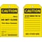 Brady Caution Tag, Lockout Tagout, Polyester, 7 in H x 4 in W, Black, Yellow, Rectangle, 10 PK 86494 - alternate 1