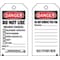 Brady Danger Tag, Lockout Tagout, Cardstock, 5 3/4 in H x 3 in W, Black, Red, White, Rectangle, 100 PK 86643 - alternate 1