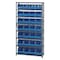 Quantum Storage Systems Steel Bin Shelving, 12 in D x 75 in H x 36 in W, 8 Shelves, Blue QSBU-239BL - alternate 1